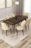 Rovena Zeta Barok 80x132 Açılabilir Mdf Mutfak Masası Takımı 6 Adet Sandalye