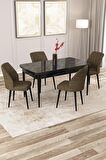 Rovena Zeta Siyah Mermer 80x132 Açılabilir Mdf Mutfak Masası Takımı 4 Adet Sandalye