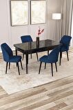 Rovena Zeta Siyah Mermer 80x132 Açılabilir Mdf Mutfak Masası Takımı 4 Adet Sandalye