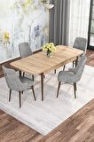 Rovena Mona Meşe 80x132 Açılabilir Mdf Mutfak Masası Takımı 4 Adet Sandalye