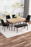 Rovena Mona Meşe 80x132 Açılabilir Mdf Mutfak Masası Takımı 4 Adet Sandalye+1 Bench