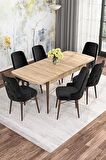 Rovena Mona Meşe 80x132 Açılabilir Mdf Mutfak Masası Takımı 6 Adet Sandalye