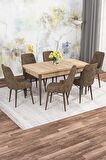 Rovena Mona Meşe 80x132 Açılabilir Mdf Mutfak Masası Takımı 6 Adet Sandalye