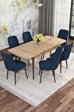 Rovena Mona Meşe 80x132 Açılabilir Mdf Mutfak Masası Takımı 6 Adet Sandalye