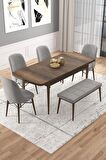 Rovena Vals Barok 80x132 Açılabilir Mdf Mutfak Masası Takımı 4 Adet Sandalye+1 Bench