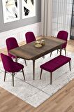 Rovena Vals Barok 80x132 Açılabilir Mdf Mutfak Masası Takımı 4 Adet Sandalye+1 Bench