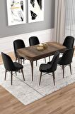 Rovena Vals Barok 80x132 Açılabilir Mdf Mutfak Masası Takımı 6 Adet Sandalye