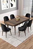 Rovena Vals Barok 80x132 Açılabilir Mdf Mutfak Masası Takımı 6 Adet Sandalye