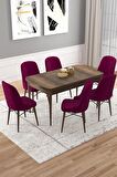 Rovena Vals Barok 80x132 Açılabilir Mdf Mutfak Masası Takımı 6 Adet Sandalye