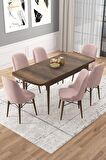 Rovena Vals Barok 80x132 Açılabilir Mdf Mutfak Masası Takımı 6 Adet Sandalye