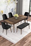 Rovena Alaska Barok 80x132 Açılabilir Suntalam Mutfak Masası Takımı 4 Adet Sandalye+1 Bench