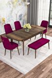 Rovena Alaska Barok 80x132 Açılabilir Suntalam Mutfak Masası Takımı 4 Adet Sandalye+1 Bench