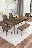 Rovena Alaska Barok 80x132 Açılabilir Suntalam Mutfak Masası Takımı 4 Adet Sandalye+1 Bench