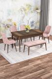 Rovena Alaska Barok 80x132 Açılabilir Suntalam Mutfak Masası Takımı 4 Adet Sandalye+1 Bench