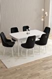 Rovena Queen Beyaz 80x132 Açılabilir Suntalam Mutfak Masası Takımı 6 Adet Sandalye