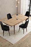 Rovena Queen Meşe 80x132 Açılabilir Suntalam Mutfak Masası Takımı 4 Adet Sandalye