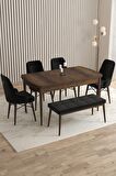 Rovena Queen Barok 80x132 Açılabilir Suntalam Mutfak Masası Takımı 4 Adet Sandalye+1 Bench