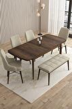 Rovena Queen Barok 80x132 Açılabilir Suntalam Mutfak Masası Takımı 4 Adet Sandalye+1 Bench