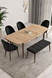 Rovena Modica Meşe 80x132 Açılabilir Suntalam Mutfak Masası Takımı 4 Adet Sandalye+1 Bench