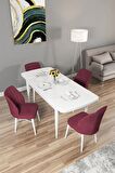 Rovena Novana Beyaz 80x132 Açılabilir Suntalam Mutfak Masası Takımı 4 Adet Sandalye