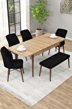 Rovena Novana Meşe 80x132 Açılabilir Suntalam Mutfak Masası Takımı 4 Adet Sandalye + 1 Bench