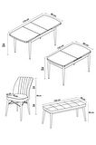 Rovena Novana Barok 80x132 Açılabilir Suntalam Mutfak Masası Takımı 4 Adet Sandalye + 1 Bench