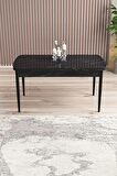 Rovena Novana Siyah Mermer 80x132 Açılabilir Suntalam Mutfak Masası Takımı 4 Adet Sandalye + 1 Bench