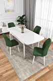 Rovena Zayn Beyaz 80x132 Açılabilir Suntalam Mutfak Masası Takımı 4 Adet Sandalye