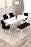 Rovena Zayn Beyaz 80x132 Açılabilir Suntalam Mutfak Masası Takımı 4 Adet Sandalye + 1 Bench