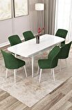 Rovena Zayn Beyaz 80x132 Açılabilir Suntalam Mutfak Masası Takımı 6 Adet Sandalye