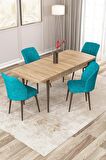 Rovena Zayn Meşe 80x132 Açılabilir Suntalam Mutfak Masası Takımı 4 Adet Sandalye