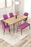 Rovena Zayn Meşe 80x132 Açılabilir Suntalam Mutfak Masası Takımı 4 Adet Sandalye + 1 Bench