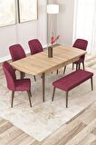 Rovena Zayn Meşe 80x132 Açılabilir Suntalam Mutfak Masası Takımı 4 Adet Sandalye + 1 Bench