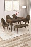 Rovena Zayn Barok 80x132 Açılabilir Suntalam Mutfak Masası Takımı 4 Adet Sandalye + 1 Bench