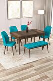 Rovena Zayn Barok 80x132 Açılabilir Suntalam Mutfak Masası Takımı 4 Adet Sandalye + 1 Bench