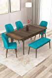 Rovena Zayn Barok 80x132 Açılabilir Suntalam Mutfak Masası Takımı 4 Adet Sandalye + 1 Bench