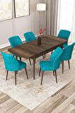 Rovena Zayn Barok 80x132 Açılabilir Suntalam Mutfak Masası Takımı 6 Adet Sandalye