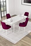 Rovena Alya Barok 80x132 Açılabilir Mdf Mutfak Masası Takımı 4 Adet Sandalye