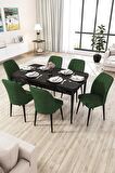 Rovena Zayn Siyah Mermer 80x132 Açılabilir Suntalam Mutfak Masası Takımı 4 Adet Sandalye