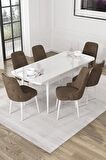 Rovena Alya Barok 80x132 Açılabilir Mdf Mutfak Masası Takımı 4 Adet Sandalye