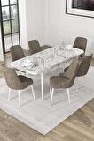 Rovena Alya Barok 80x132 Açılabilir Mdf Mutfak Masası Takımı 4 Adet Sandalye