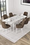Rovena Alya Barok 80x132 Açılabilir Mdf Mutfak Masası Takımı 4 Adet Sandalye