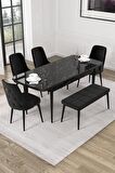Rovena Alya Barok 80x132 Açılabilir Mdf Mutfak Masası Takımı 4 Adet Sandalye