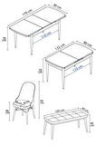 Rovena Vals Beyaz 80x132 Açılabilir Mdf Mutfak Masası Takımı 4 Adet Sandalye+1 Bench
