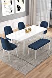 Rovena Vals Beyaz 80x132 Açılabilir Mdf Mutfak Masası Takımı 4 Adet Sandalye+1 Bench