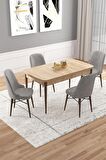Rovena Vals Meşe 80x132 Açılabilir Mdf Mutfak Masası Takımı 4 Adet Sandalye