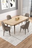 Rovena Vals Meşe 80x132 Açılabilir Mdf Mutfak Masası Takımı 4 Adet Sandalye