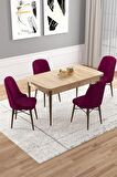 Rovena Vals Meşe 80x132 Açılabilir Mdf Mutfak Masası Takımı 4 Adet Sandalye