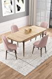 Rovena Vals Meşe 80x132 Açılabilir Mdf Mutfak Masası Takımı 4 Adet Sandalye