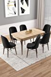 Rovena Vals Meşe 80x132 Açılabilir Mdf Mutfak Masası Takımı 6 Adet Sandalye